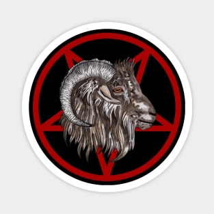 Black goat satanistic pentacle Magnet